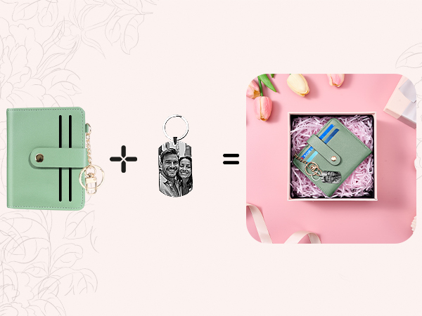 small wallet with Customized keychain, presented as a thoughtful and abundant gift.