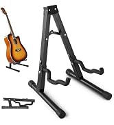 Sovvid Adjustable Metal Guitar Stand, Single Folding A-Frame Electric Acoustic Guitar Stand Floor...