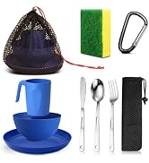 Scout Camping Mess Kit for 1 Person Boy Scout Dishes Set Girl Scout Mess Kit with Mesh Bag Reusab...