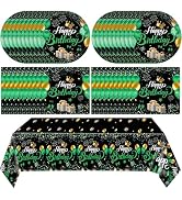 Green Birthday Decorations for Men Boys,Green and Black Party Tableware Set Include Birthday Plat...