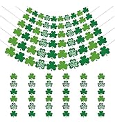 St Patricks Day Decorations - 12 Pack Shamrock Clover Garland Banner - NO DIY Felt Hanging Banner...