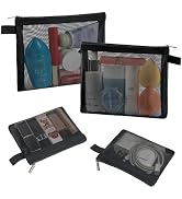 besharppin 4 Pack Mini Cosmetic Bags, Nylon Mesh Makeup Bag with Zipper for Home Office Purse Mul...