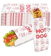 ZENFUN 200 Pcs Hot Dog Wrappers, Foil Hot Dog Sleeves, Grease Proof Hotdog Bag, Food Wrapper Disp...