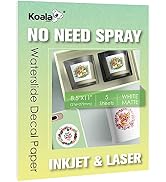 KOALA Matte Waterslide Decal Paper for INKJET & LASER Printers, No Need Spray Coating, White 8.5x...