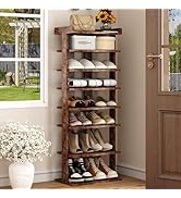 HOMEFORT 7-Tier Wood Shoe Rack, Double Rows Shoe Shelf, Shoe Storage Stand, Entryway Shoe Tower, ...