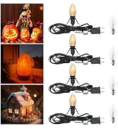 4 Pack Black Accessory Cord with 8Pcs C7 Bulbs (4 for Spare), 6 Feet Clip-in Lamp Cord with On/Of...