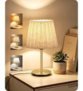GOEBLESON Small Bedside Table Lamp, Dimmable Table Lamp with 3 Adjustable Color Temperatures, Nig...