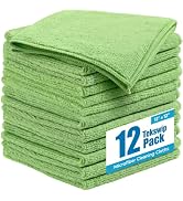 Tekswip Microfiber Cleaning Cloth 12 Pack, 12" x 12", Green