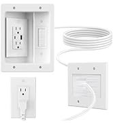 in Wall Cable Management Kit with Brush Wall Plate,AC Outlets & USB-A+USB-C Ports,9ft Cord,Hide C...