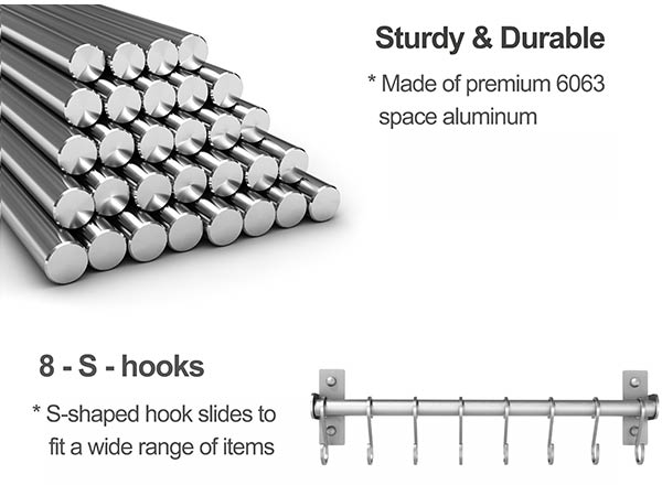 The utensil rack is made of premium 6063 space aluminum