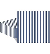 CaliLain 50 Pcs Blue and White Striped Napkins; 3-ply Blue and White Napkins Disposable; Navy Str...