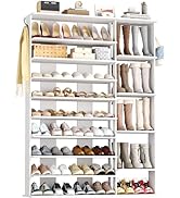 HOMEFORT 10 Tiers Shoe Rack, 50 Pairs Large Shoe Shelf, 61.8" Tall Shoe Tower, Freestanding Shoe ...