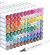 Shuttle Art 88 Colors Dual Tip Alcohol Based Art Markers, 88 Colors plus 1 Blender Permanent Mark...