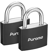 Puroma Lock Keyed Padlock, 2 Pack Aluminum Locks with 3 Keys Alike, Locker Lock Small Padlocks fo...