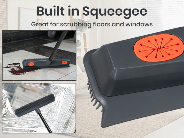 rubber broom with squeegee push broom indoor for hard floor