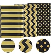 Hlonon 30 Sheets Gold Black Tissue Paper for Packaging Gift Bags Decoration, Gift Wrap Tissue Pap...