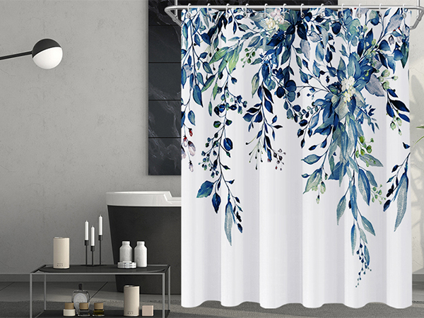 blue shower curtain