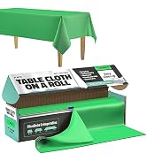 Tablecloth Roll – 54" X 110' Green Premium Plastic Table Cloths with Cutter Box - Cut to Size - D...