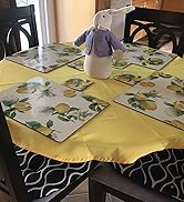 MEANMOY Yellow 210 GSM Water & Stain Resistant Round Tablecloth for Circle Table - Solid 60 Inch ...