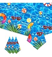 Kesfey 3 Packs Pool Party Tablecloths 51 x 87 Inch Waterproof Plastic Beach Tablecloth Water Prin...