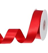 Double Faced Red Ribbon 1 Inch 30 Yards Red Satin Ribbon Valentines Ribbon for Crafts Gift Wrappi...