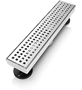WEBANG 12 Inch Shower Linear Brushed Drain Rectangular Floor Drain with Accessories Square Hole P...