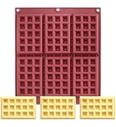 Waffle Silicone Baking Pan, 6-Cavity Nonstick Waffle Silicone Molds, BPA Free Waffle Tray for Waf...