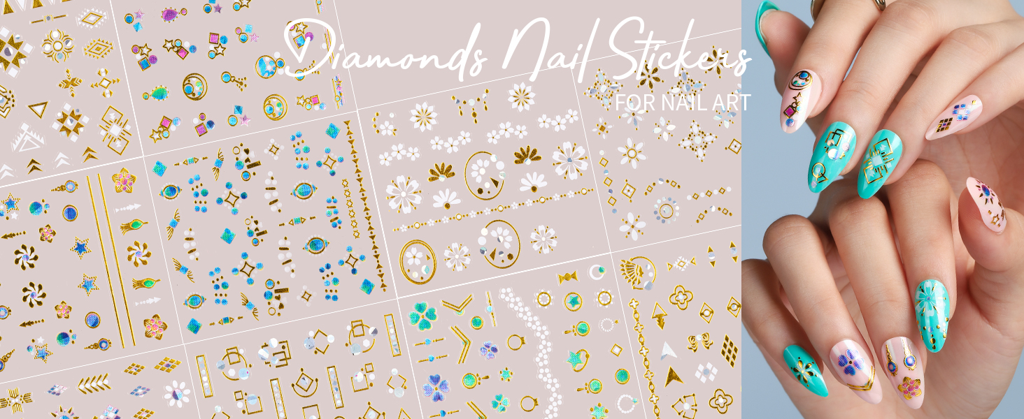 10 Sheets Diamond Nail Decals