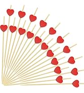 FATLODA 200PCS Heart Cocktail Picks, Red Heart Decorative Toothpicks for Appetizers Charcuterie D...