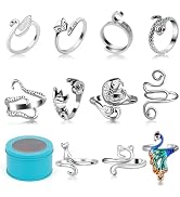 FOUSNOW 11 Pcs Crochet Ring, Adjustable Knitting Tension Rings, Finger Loop Yarn Rings Crochet Ri...