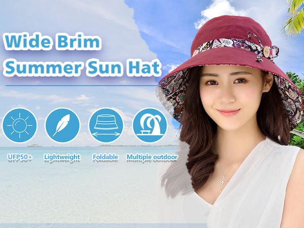 Women Bohemian Reversible Floral wide brim lightweight beach activities outdoor sports Sun Hat