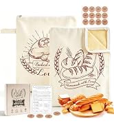 Tarklanda 2 Pack Beeswax Bread Bags for Sourdough Homemade Bread, 13"x17" | XL Wide Zipper, Cotto...