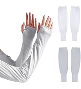 Homelove 2 Pairs Sun UV Protection Cooling Arm Sleeves with Thumb Hole,UPF50+ Sun Sleeves Long Ar...