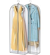MISSLO 65" Clear Garment Bags for Hanging Clothes 4" Gusseted Dress Bags for Gowns Long Dress Cov...