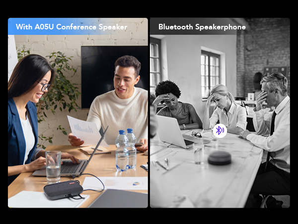 A05U USB Conference Speaker and Microphone, Wired Speakerphone, 360° Noise Cancelling Voice Pickup