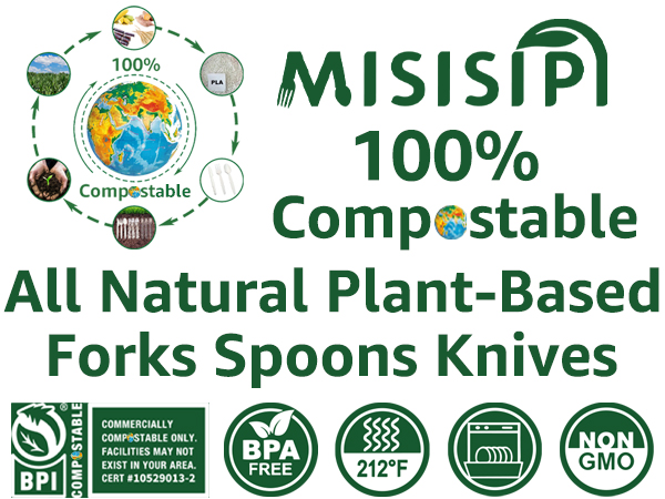 compost disposable plastic forks spoons knives utensils cutlery silverawre set