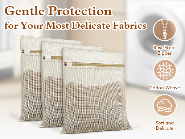 Natural Cotton Mesh Laundry Bags 12x16" 3-Pack