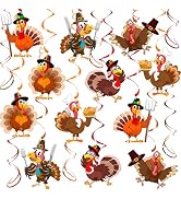30Pcs Thanksgiving Turkey Hanging Swirls, Thanksgiving Decorations Hanging Swirl Turkey Ceiling S...