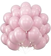 Double Stuffed Pearl Pink Balloons, 50PCS 10Inch Thick Light Baby Pink Latex Helium Balloons, Pea...