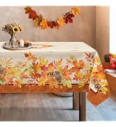 Arquiel Fall Maple Leaves Tablecloth Waterproof, Harvest Rustic Table Cloth Rectangle, Washable T...