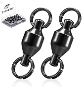 FishTrip 25pcs Fishing Swivels with Split Rings, High Strength Stainless Steel Ball Bearing Swive...