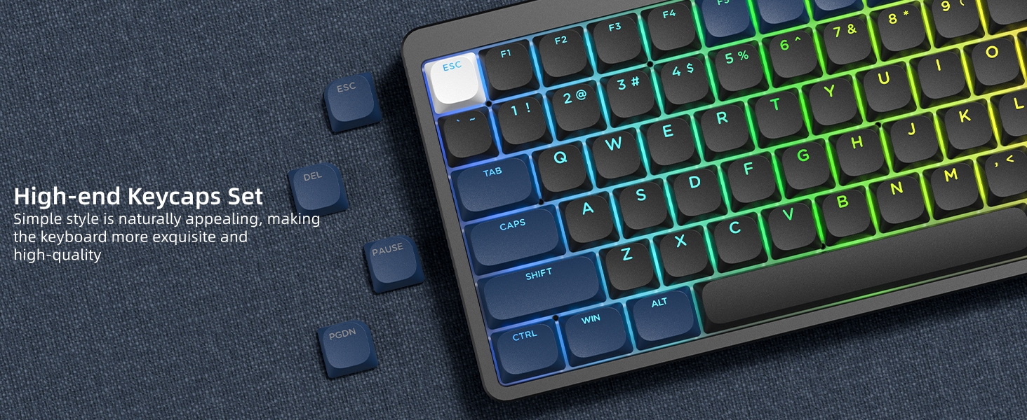 Low Profile Keycaps - PBT Shine Through Keycaps for Mechanical Keyboard Custom Key caps