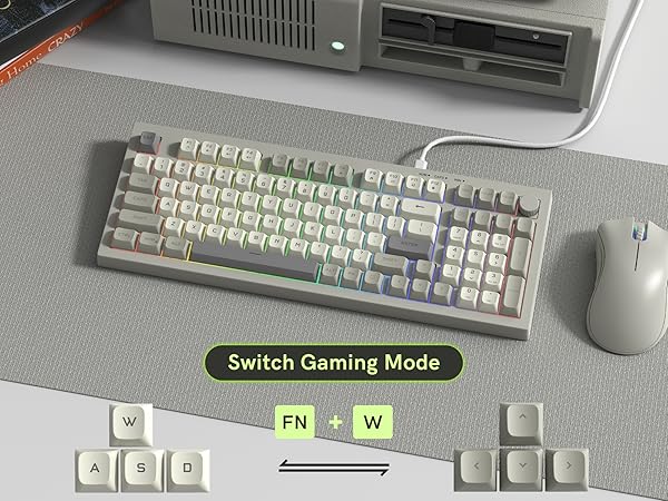 Wired Gaming Keyboard Creamy Membrane with Rainbow RGB Backlight - Quiet,Volume Knob,Retro Keycap