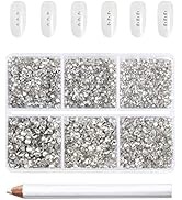 Beadsland 7200pcs Flatback,Clear Rhinestones Nail Gems Round Crystal for Crafts,Mixed 6 Sizes wit...