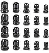 NineLeaf 5 Different Sizes Cable Gland, 4 Connectors of Each Size IP68 Waterproof Adjustable Cabl...