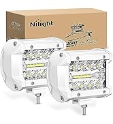 Nilight Marine LED Light Pods Navigation Lights 2PCS 4Inch White Spot Flood Combo Ponton Boat Dec...