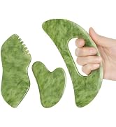 3 PCS Jade Stone Gua Sha Set Face Massager, Body Gua Sha Tool, Jade Gua Sha Facial Tools, Large G...