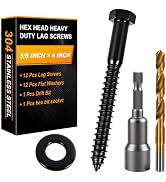 Xpokcai Hex Head Lag Bolts for Wood, 3/8" x 4", Lag Screws 12 Count | Hex Head Lag Screws for Woo...
