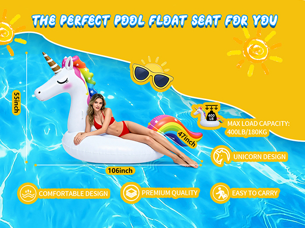 Pool Floaties Large fun Rainbow Beach Toy Swimming Summer Vacation Lake Water Raft Lounger