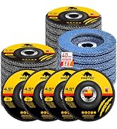 Flap Discs 4 1/2 for Angle Grinder, 40 Pcs Flap Discs 40/60/80/120 Grit, 4.5" x 7/8" High Density...
